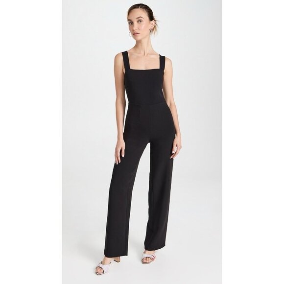 Good American Size 0 XS Black Luxe Suiting Tailored Column Jumpsuit - Picture 1 of 13